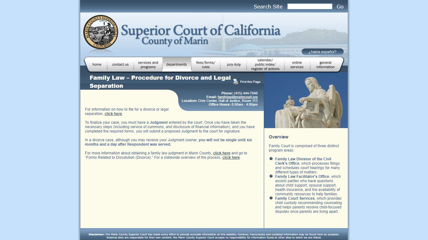 Marin County Superior Court – Family Law – Procedure for Divorce and ...