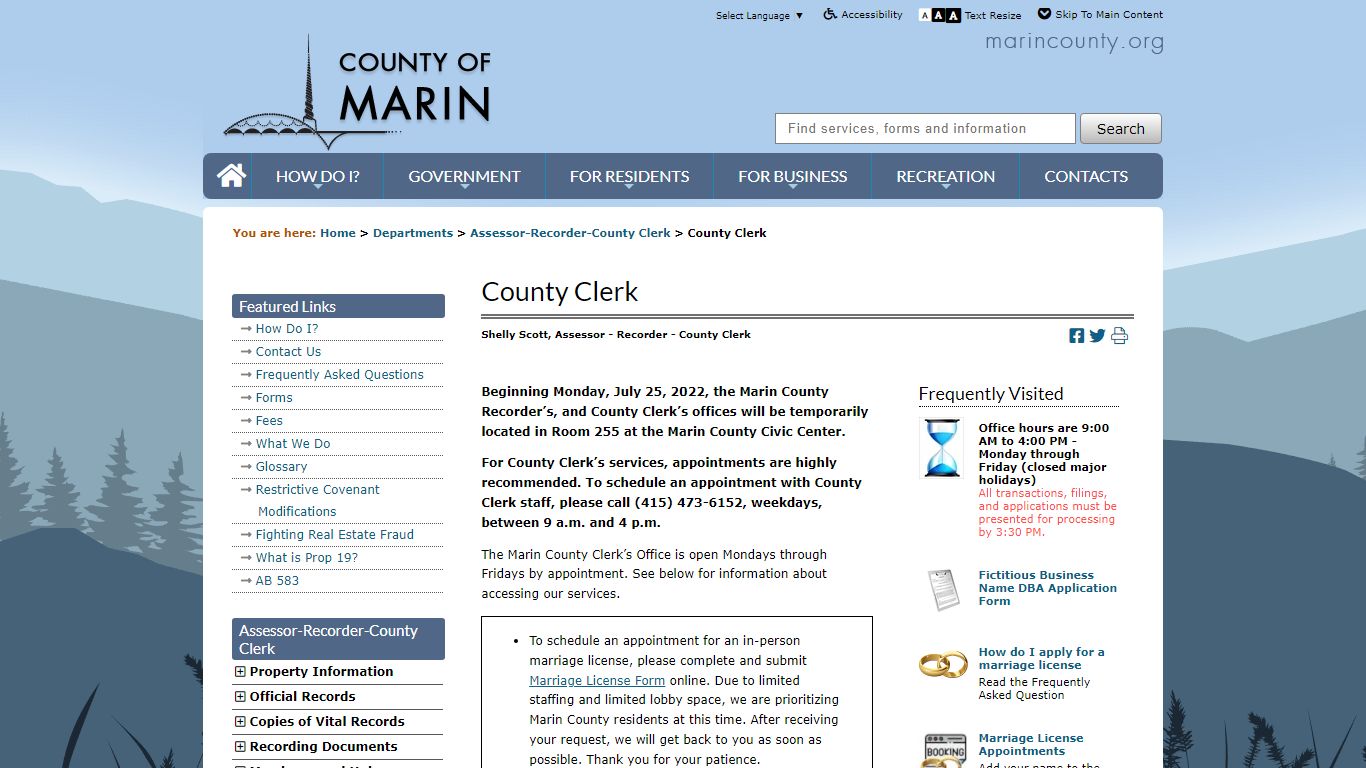 County of Marin - Assessor-Recorder-County Clerk - County Clerk